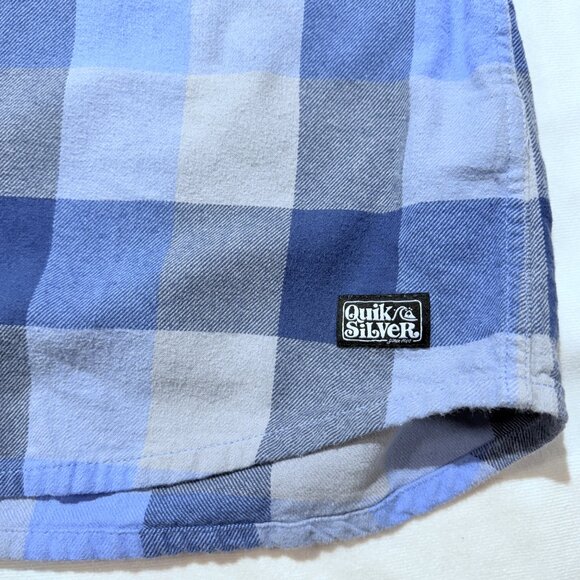 Quicksilver Men’s Flannel Shirt Large Blue/Gray Plaid 100% Cotton - Picture 5 of 9